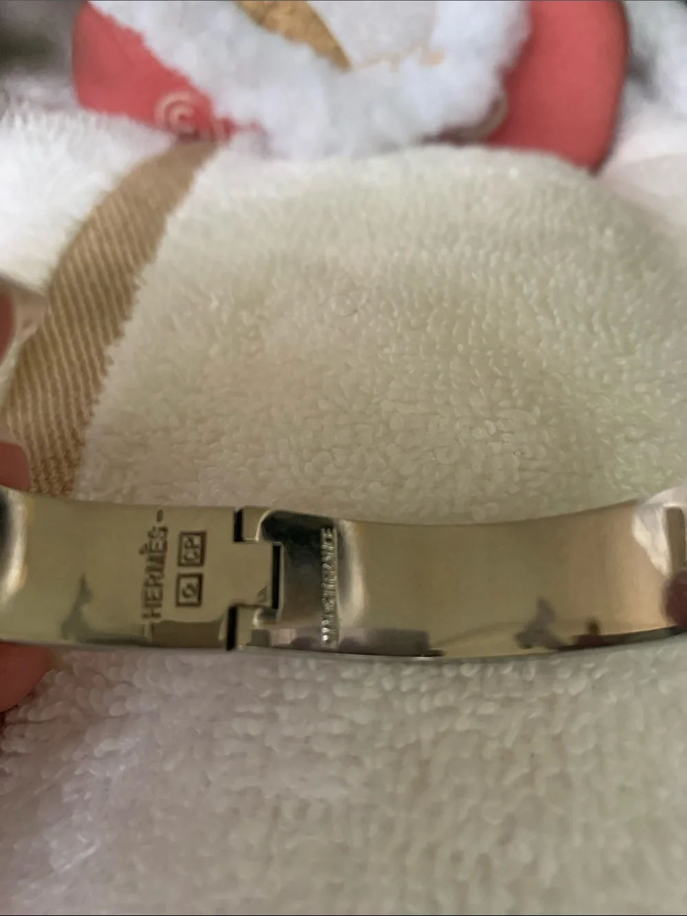 White Enamel H Clic Bracelet with Silver Hardware